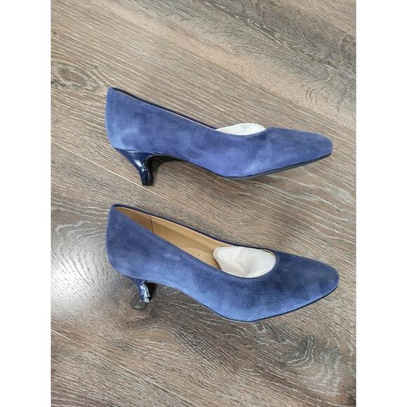 Trotters Women's Blue Suede Kitten Heels size 6WW Pumps #7 - Picture 4 of 6